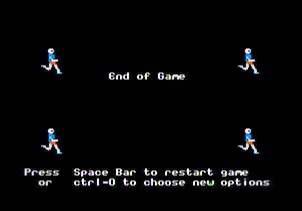 Track & Field Apple II Screenshot: End of game.