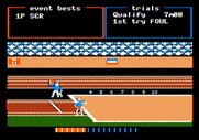 Track & Field for Apple II - First jump is a foul.