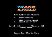 Track & Field for Apple II - Game options.