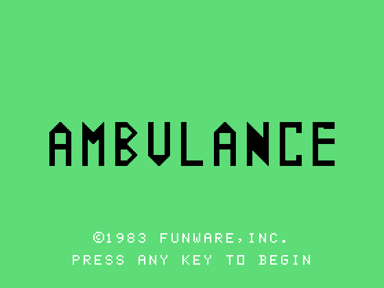 Ambulance TI-99/4A Screenshot: Title screen.