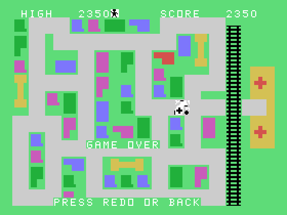 Ambulance TI-99/4A Screenshot: Game over.