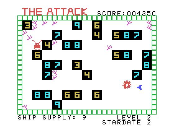 Attack, The TI-99/4A Screenshot: Large opponent destroyed...