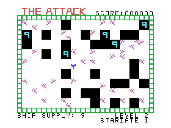 Attack, The TI-99/4A Screenshot: The game begins.