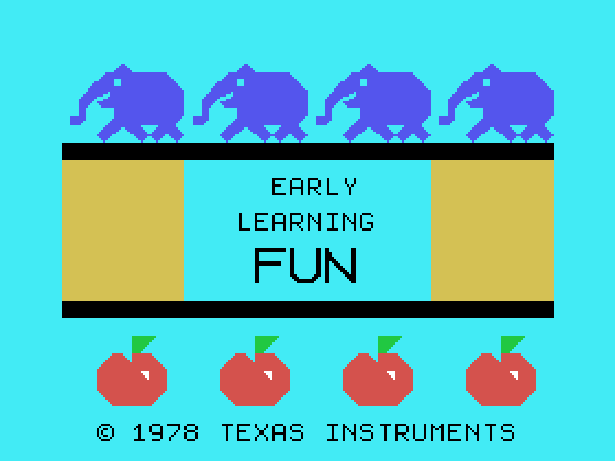 Early Learning Fun TI-99/4A Screenshot: Title screen.