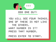 Early Learning Fun for TI-99/4A - Odd One Out game instructions.
