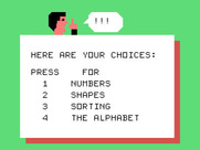 Early Learning Fun for TI-99/4A - The main menu.