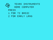 Early Learning Fun for TI-99/4A - TI-99/4A main menu.