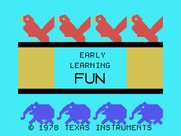 Early Learning Fun for TI-99/4A - The title screen features different objects or animals each time you start the game.