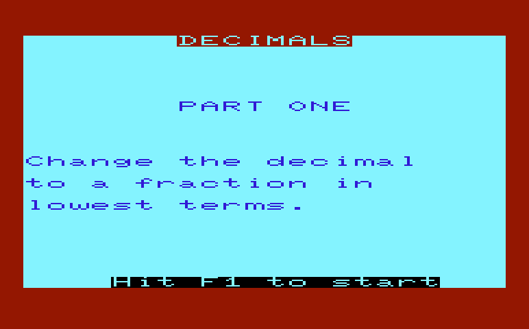 Math Book I Commodore VIC-20 Screenshot: Decimals - Ready to begin?