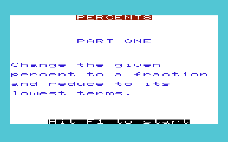 Math Book I Commodore VIC-20 Screenshot: Percents - Ready for part 1?