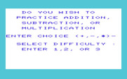 Math Book I for Commodore VIC-20 - AstroShoot - Game options.