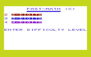 Math Book I for Commodore VIC-20 - Fast Math - Difficulty level.