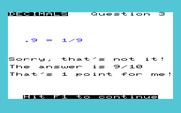 Math Book I for Commodore VIC-20 - Decimals - Oops, a wrong answer...