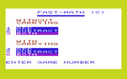Math Book I for Commodore VIC-20 - Fast Math - Game options.