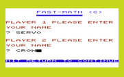 Math Book I for Commodore VIC-20 - Fast Math - Setting up the players.