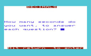 Math Book I for Commodore VIC-20 - Decimals - How many seconds do you want to solve problems?