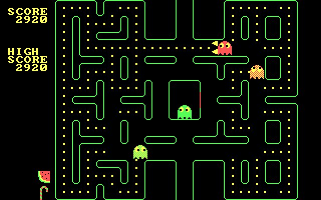 PC-Man IBM PC/Compatibles Screenshot: The red ghost caught me!