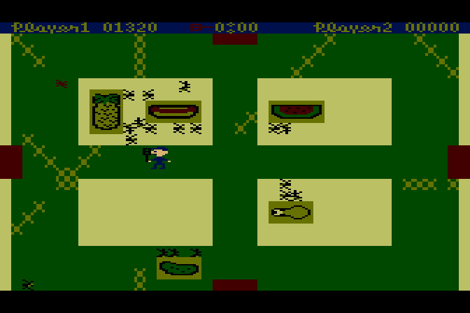 Picnic Paranoia Atari 8-bit Screenshot: It's an all out insect assault!