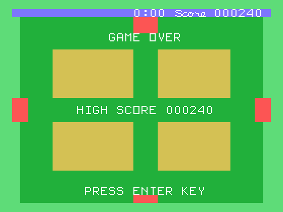 Picnic Paranoia TI-99/4A Screenshot: Game over.