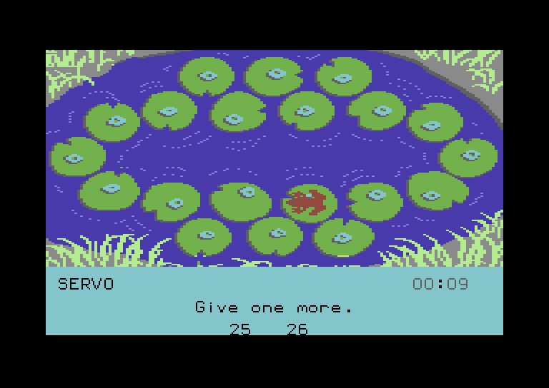 Frog Jump Commodore 64 Screenshot: Entering an answer to the question...