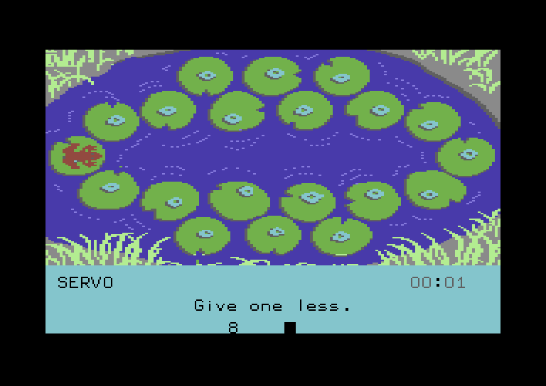 Frog Jump Commodore 64 Screenshot: Game start.
