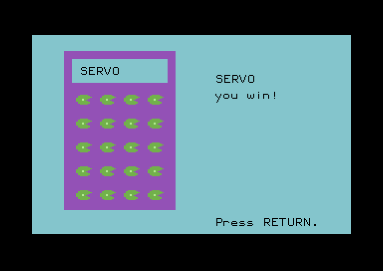 Frog Jump Commodore 64 Screenshot: Player one wins!