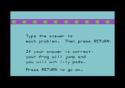 Frog Jump for Commodore 64 - Part of the game instructions.