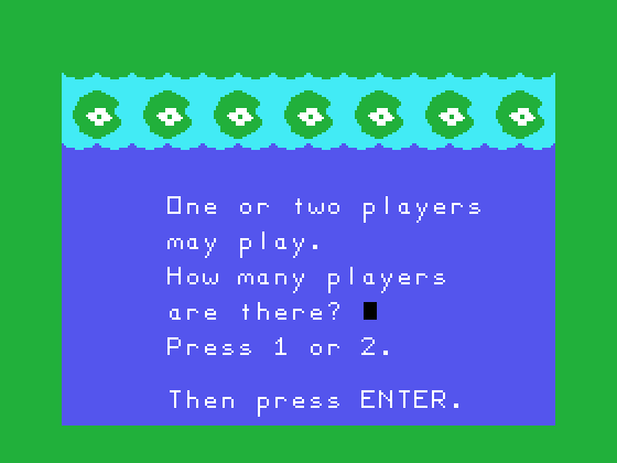 Frog Jump TI-99/4A Screenshot: How many players?