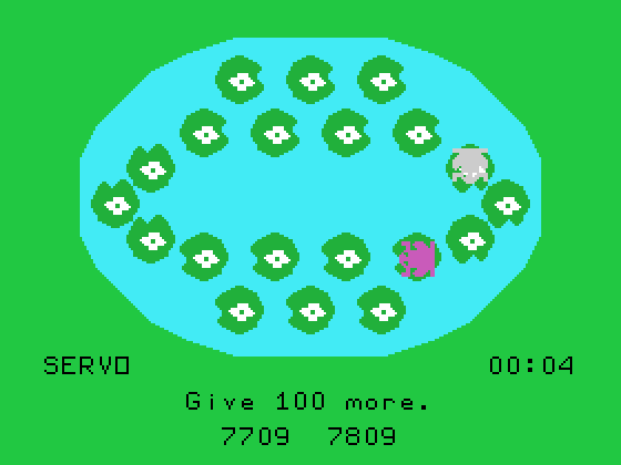 Frog Jump TI-99/4A Screenshot: Typing an answer in...