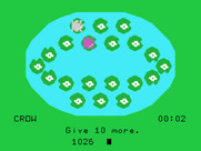 Frog Jump for TI-99/4A - Start of two player game on the hardest level.