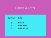 Frog Jump for TI-99/4A - Select a difficulty level.