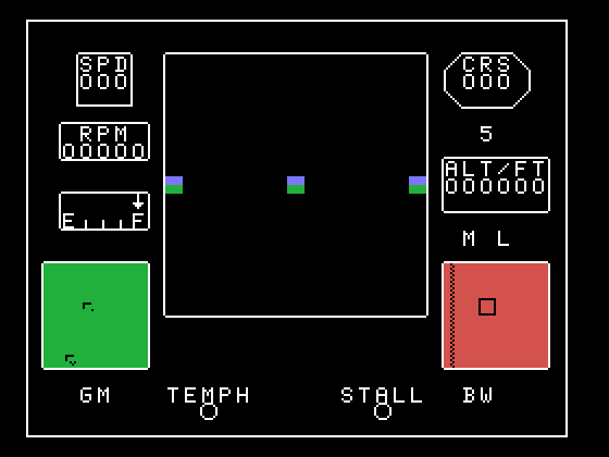 Winging It Flight Simulator TI-99/4A Screenshot: Game start.