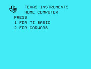 Car Wars for TI-99/4A - TI-99/4A main menu.