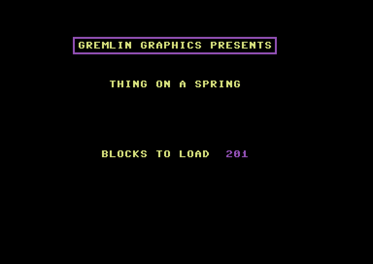Thing on a Spring Commodore 64 Screenshot: Loading screen.