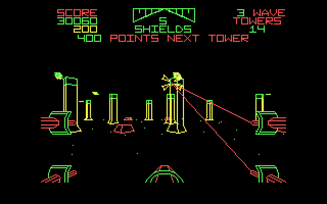 Star Wars IBM PC/Compatibles Screenshot: Earn points for shooting the towers...