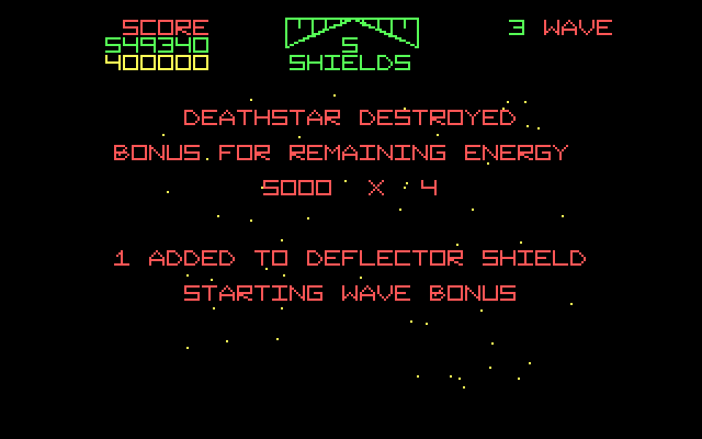 Star Wars IBM PC/Compatibles Screenshot: Death star destroyed, time for the next wave...