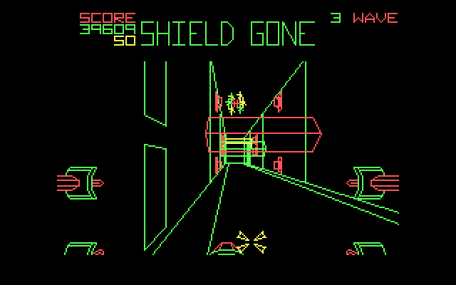 Star Wars IBM PC/Compatibles Screenshot: Careful, your shield is gone!