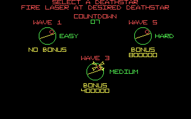 Star Wars IBM PC/Compatibles Screenshot: Select a starting difficulty level.