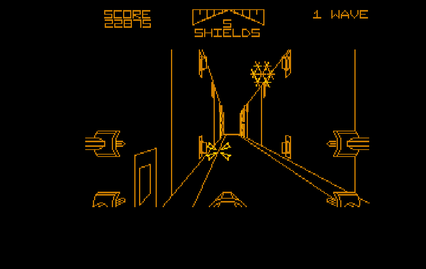 Star Wars IBM PC/Compatibles Screenshot: Starting an attack run on the death star.