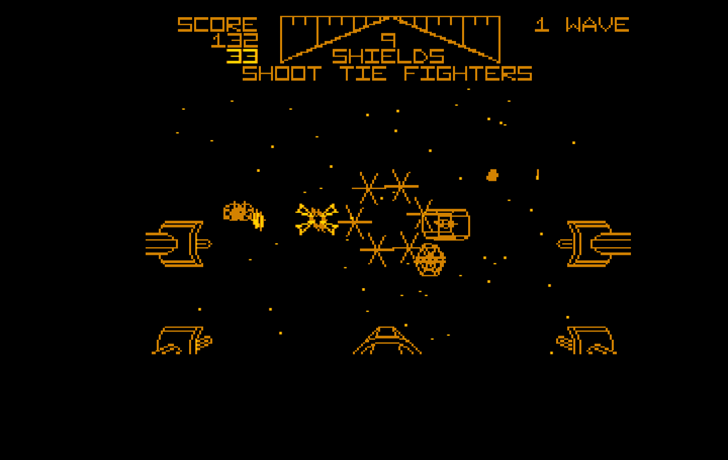Star Wars IBM PC/Compatibles Screenshot: Attack the incoming tie fighters...