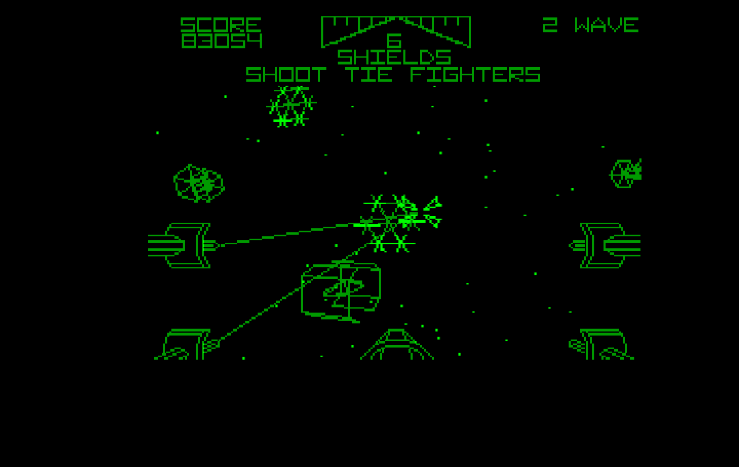 Star Wars IBM PC/Compatibles Screenshot: Tie fighters attacking in greater numbers...