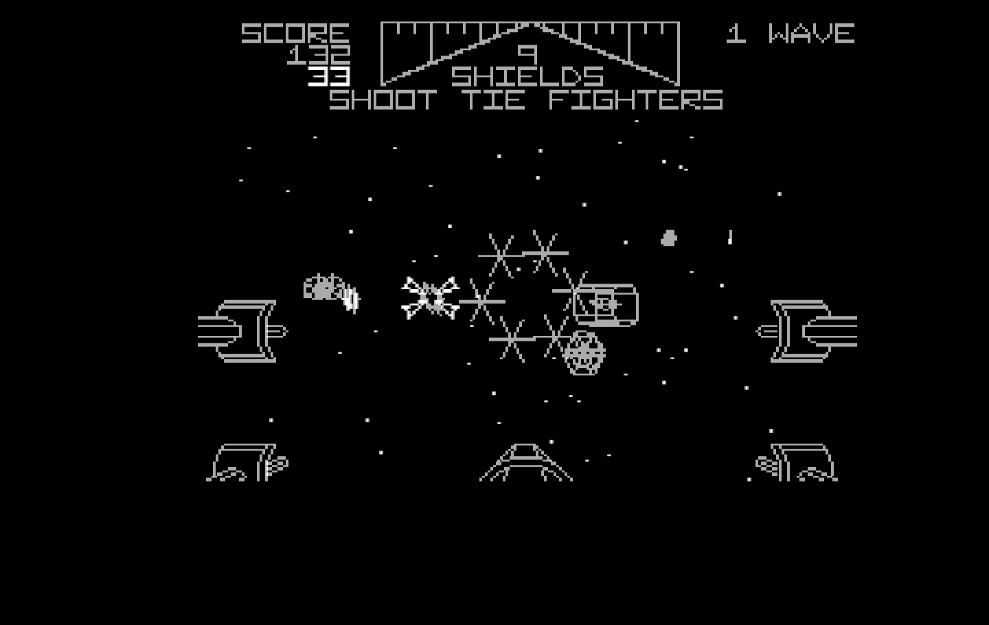 Star Wars IBM PC/Compatibles Screenshot: Attack the incoming tie fighters...