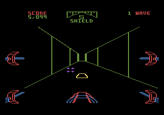 Star Wars Atari 5200 Screenshot: Quick, shoot the exhaust port!
