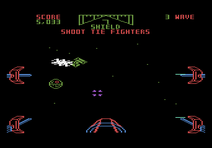 Star Wars Atari 5200 Screenshot: There's the death star, time to attack...