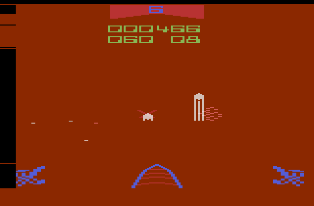 Star Wars Atari 2600 Screenshot: I'm hit! The screen flashes various colors...