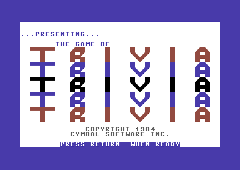 Entertainment Trivia Commodore 64 Screenshot: Title screen.