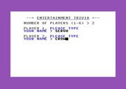 Entertainment Trivia for Commodore 64 - Setting up a new game...