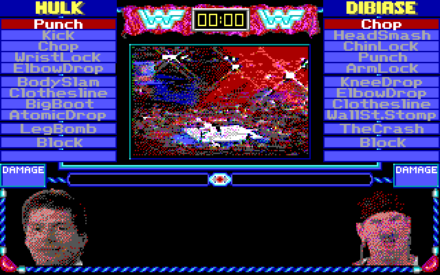 MicroLeague Wrestling IBM PC/Compatibles Screenshot: A view of the arena.