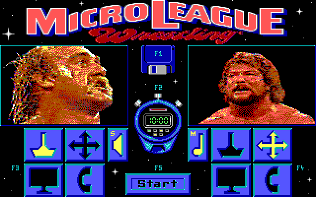 MicroLeague Wrestling IBM PC/Compatibles Screenshot: The main menu.