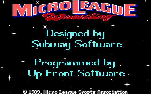 MicroLeague Wrestling IBM PC/Compatibles Screenshot: Developer logos.